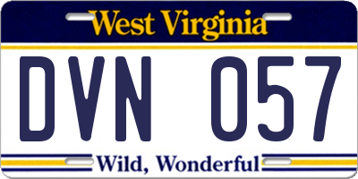 WV license plate DVN057