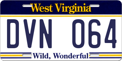 WV license plate DVN064