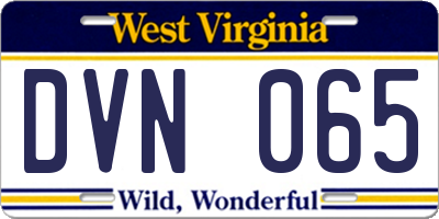WV license plate DVN065
