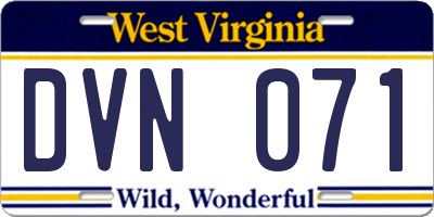 WV license plate DVN071
