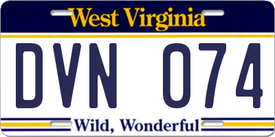 WV license plate DVN074