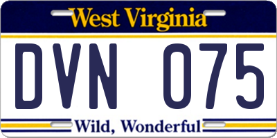 WV license plate DVN075