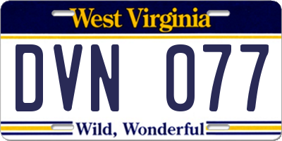 WV license plate DVN077