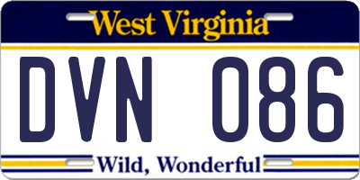 WV license plate DVN086