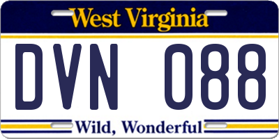 WV license plate DVN088