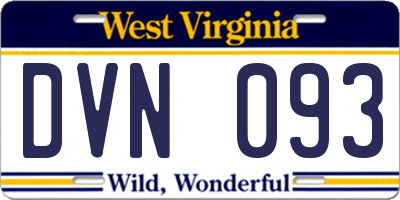 WV license plate DVN093