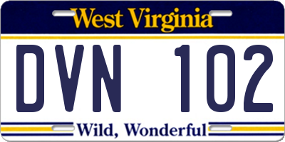 WV license plate DVN102
