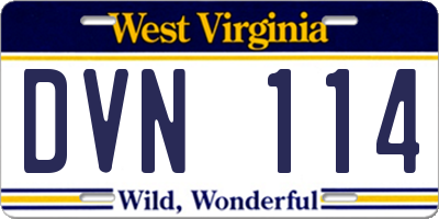 WV license plate DVN114