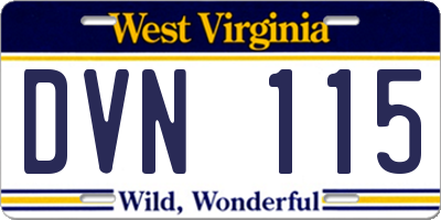 WV license plate DVN115