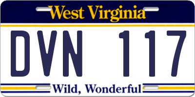 WV license plate DVN117