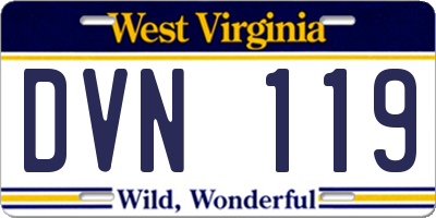 WV license plate DVN119