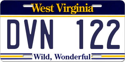 WV license plate DVN122