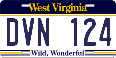 WV license plate DVN124