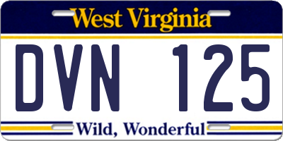 WV license plate DVN125
