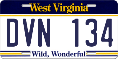 WV license plate DVN134