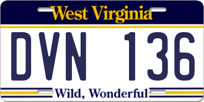 WV license plate DVN136