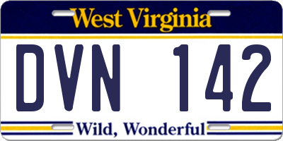 WV license plate DVN142
