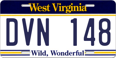 WV license plate DVN148