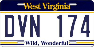 WV license plate DVN174