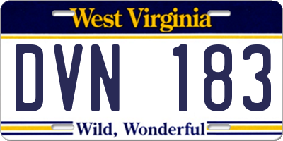WV license plate DVN183
