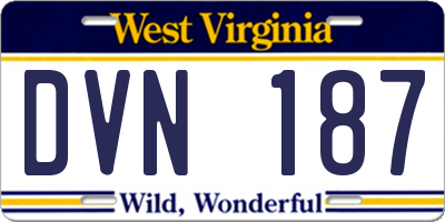 WV license plate DVN187