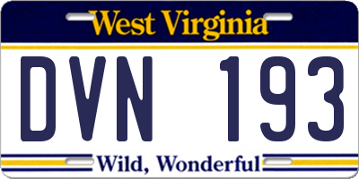 WV license plate DVN193