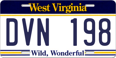 WV license plate DVN198