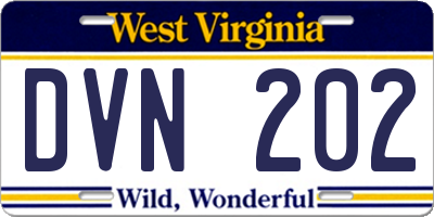 WV license plate DVN202