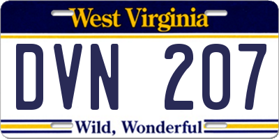 WV license plate DVN207