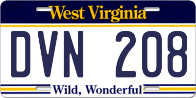 WV license plate DVN208