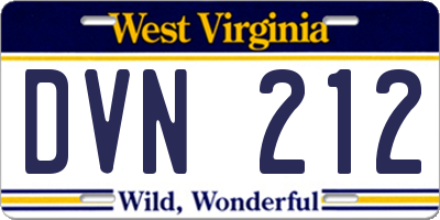 WV license plate DVN212