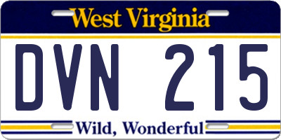 WV license plate DVN215