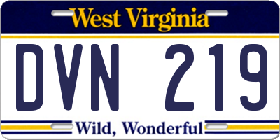 WV license plate DVN219