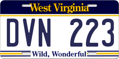 WV license plate DVN223