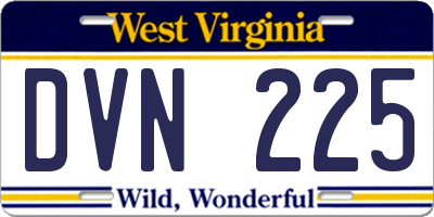WV license plate DVN225