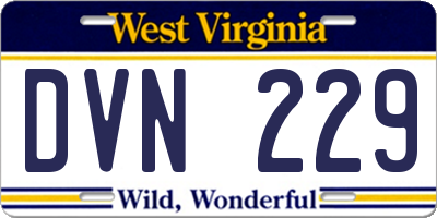 WV license plate DVN229