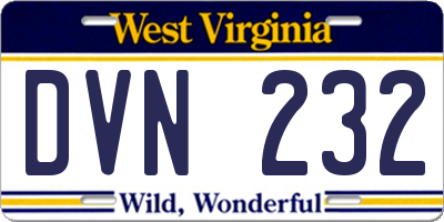WV license plate DVN232