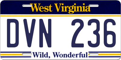 WV license plate DVN236