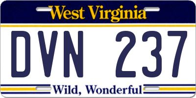 WV license plate DVN237