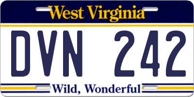 WV license plate DVN242