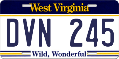 WV license plate DVN245