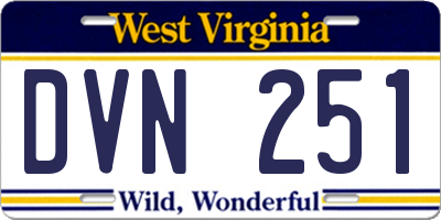 WV license plate DVN251