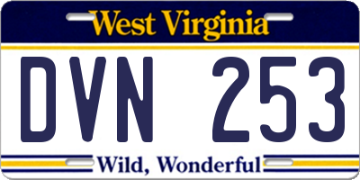 WV license plate DVN253
