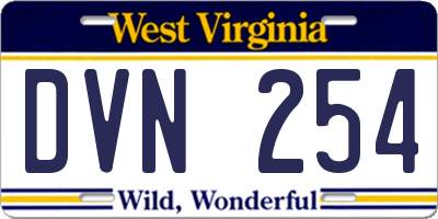WV license plate DVN254