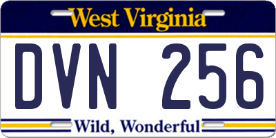 WV license plate DVN256