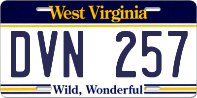 WV license plate DVN257