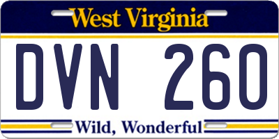 WV license plate DVN260
