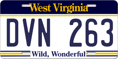 WV license plate DVN263