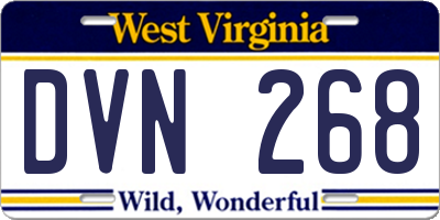 WV license plate DVN268