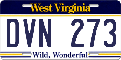 WV license plate DVN273